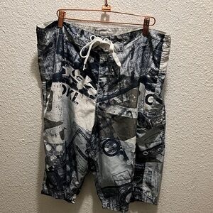 Oakley Black and White Men Shorts